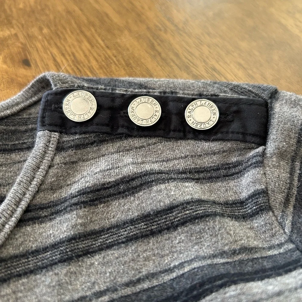 Ralph Lauren 100% Cotton Gray Striped Top (Size P/M) - Picture 5 of 11